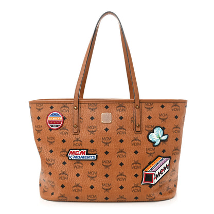 MCM Visetos Medium Anya Essential Victory Patch Shopper Tote Cognac 3 of 12