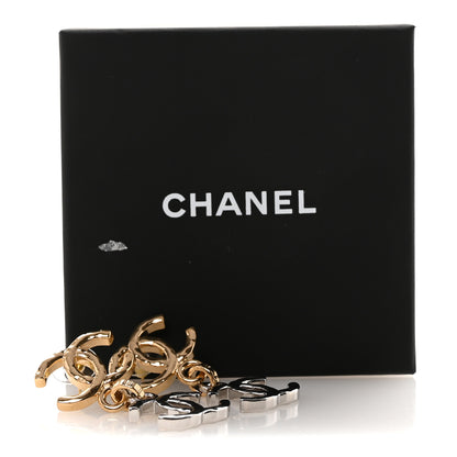 Chanel Metal CC Pendant Drop Earrings Gold Silver 5 of 5