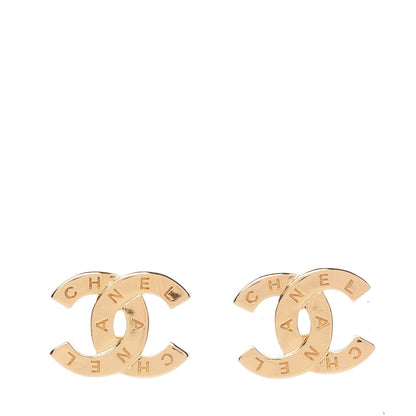 Chanel Metal CC Paris Button Stud Earrings Gold 1 of 5