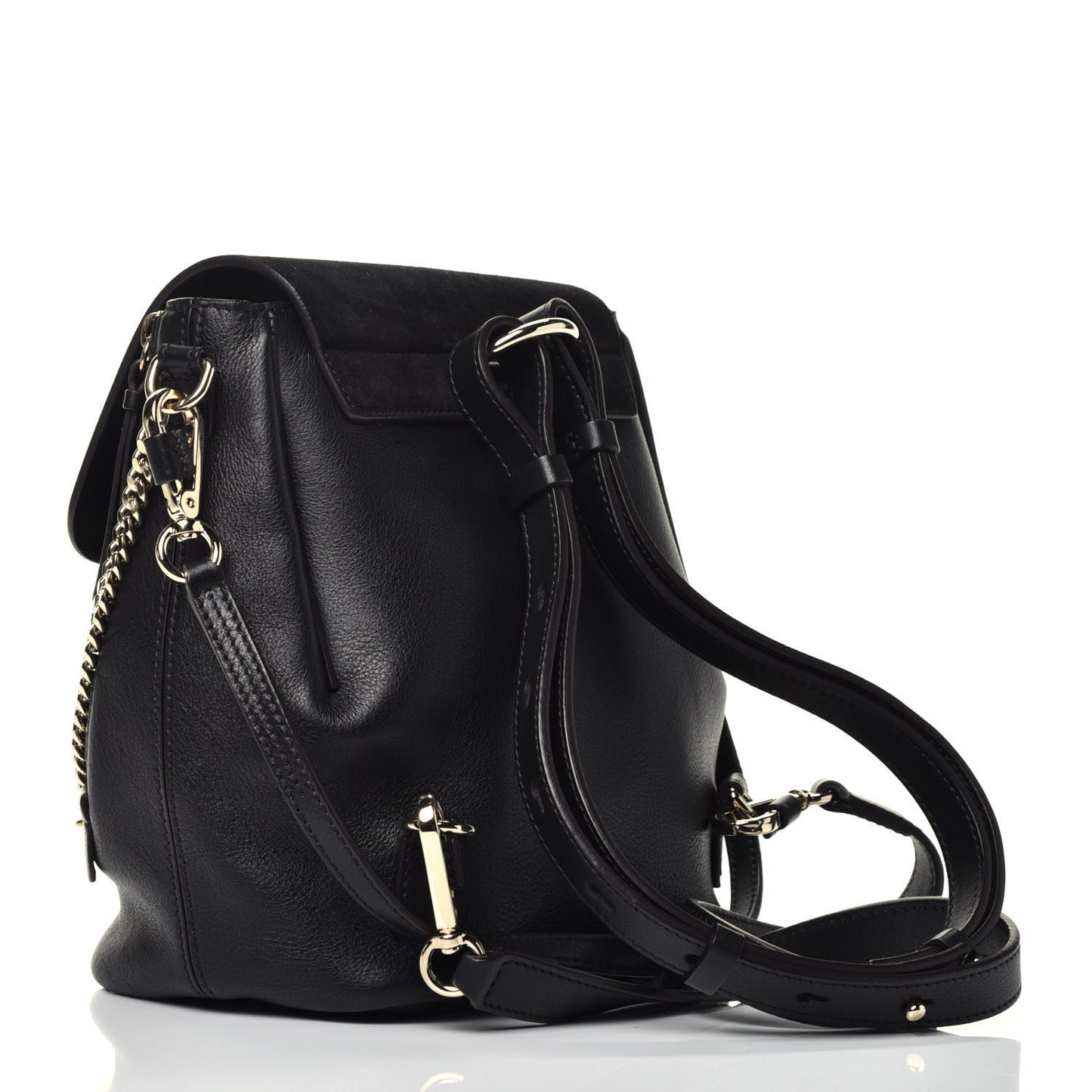 Suede Calfskin Small Faye Backpack Black
