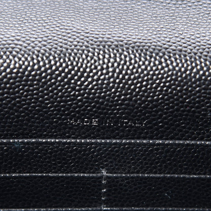 Saint Laurent Grain De Poudre Matelasse Chevron Monogram Envelope Chain Wallet Black 7 of 8