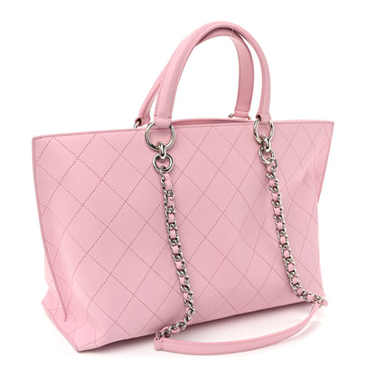 Chanel Calfskin Stitch Medium Ring My Bag Shopping Tote  Pink 3 of 11