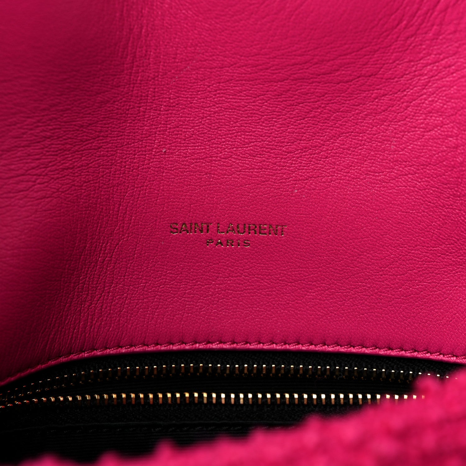 Saint Laurent Boucle Tweed Quilted Toy Loulou Puffer Monogram Chain Satchel Magenta 6 of 10