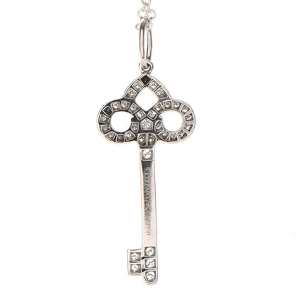 Tiffany Platinum Diamond .12ct Fleur De Lis Key Pendant Necklace 4 of 7