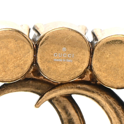 Gucci Metal Crystal Double G Brooch Aged Gold 4 of 6