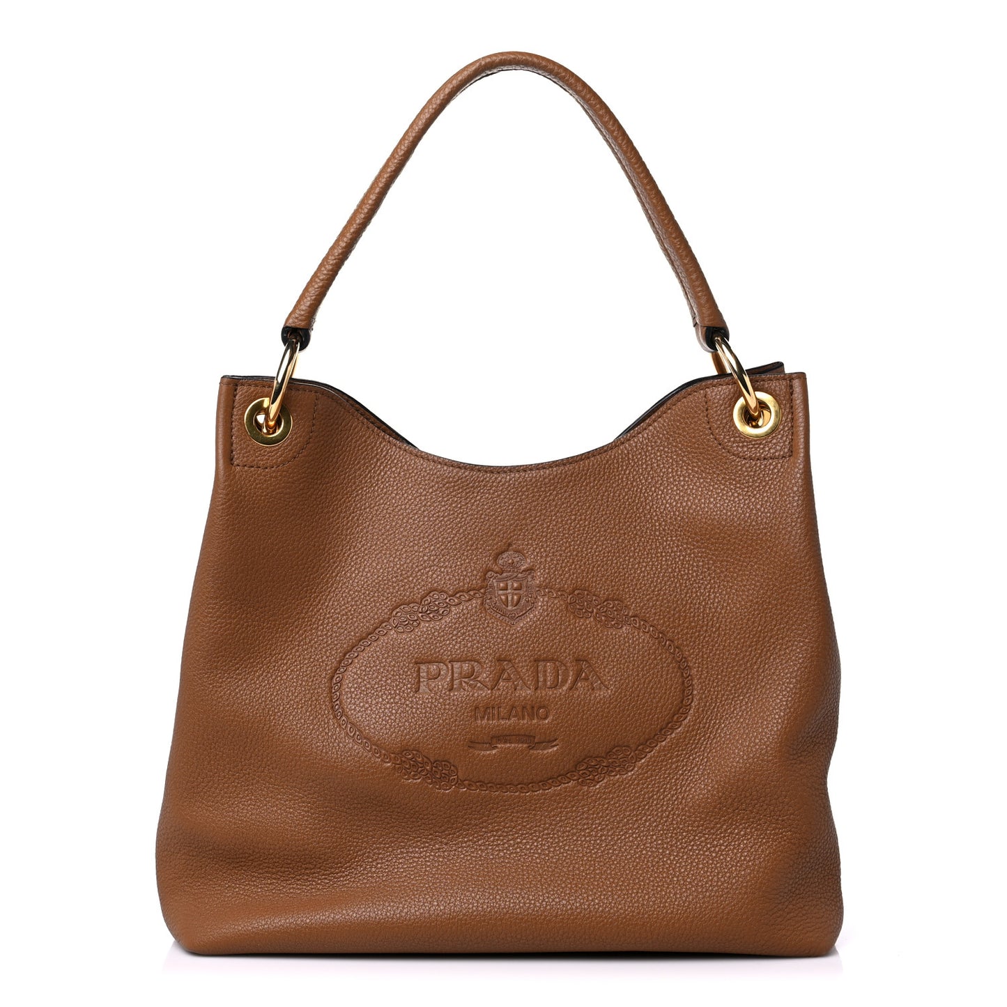 Vitello Phenix Embossed Logo Hobo Cannella