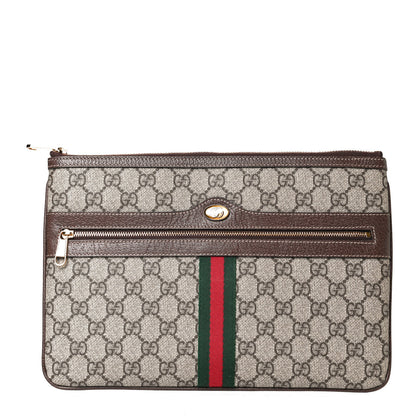 Gucci GG Supreme Monogram Large Ophidia Pouch Clutch Brown 1 of 6