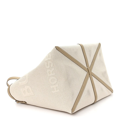 Burberry Cotton Canvas Mini Logo Horseferry Tote Bag Off White 5 of 11