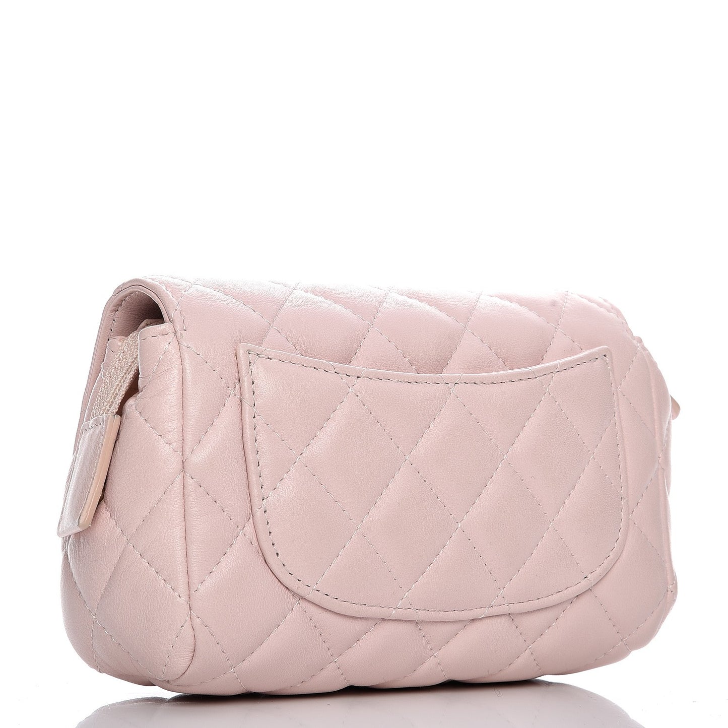 Lambskin Quilted Flap Cosmetic Case Light Pink