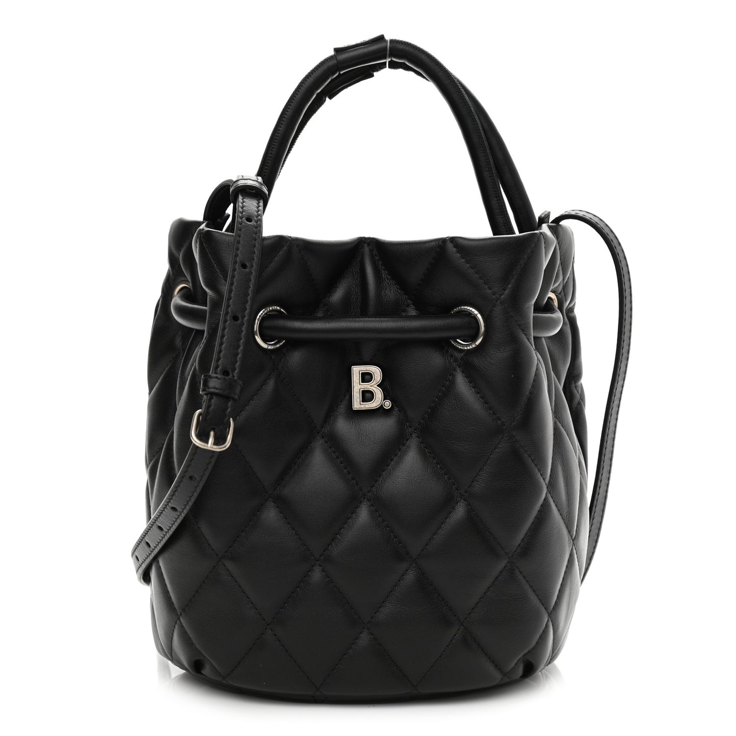 Nappa Calfskin Quilted Touch B Bucket Bag Black