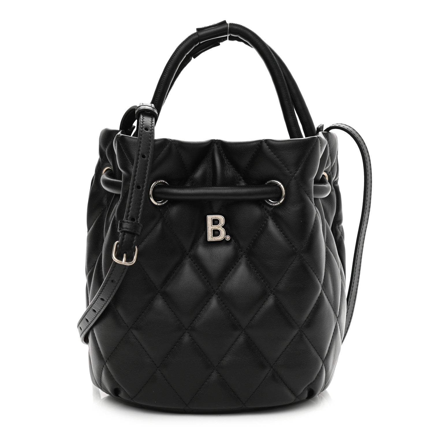 Balenciaga Nappa Calfskin Quilted Touch B Bucket Bag Black 1 of 9