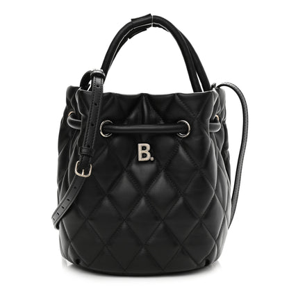 Balenciaga Nappa Calfskin Quilted Touch B Bucket Bag Black 1 of 9