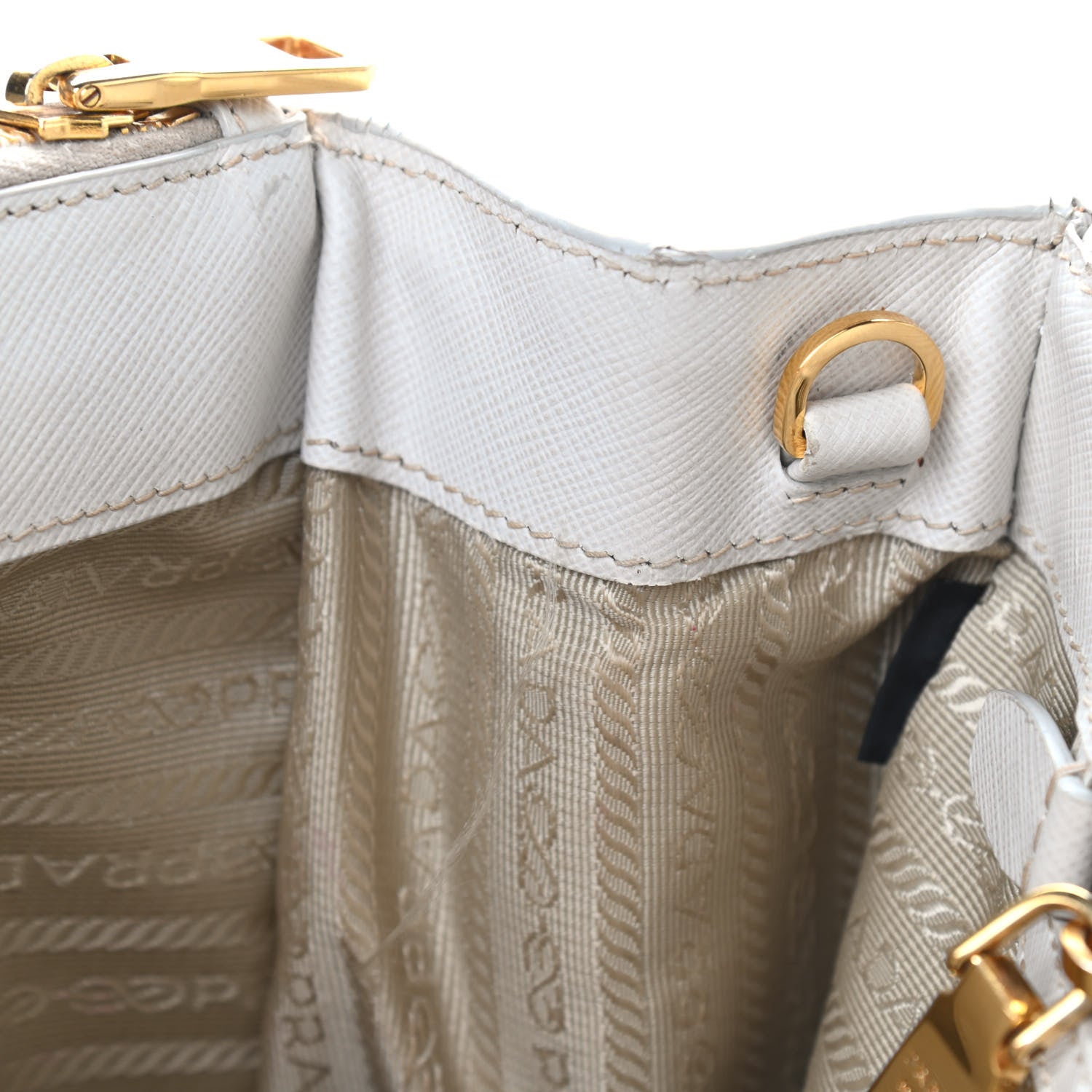 Prada Saffiano Lux Galleria Front Pocket Tote Talco Platino 14 of 18