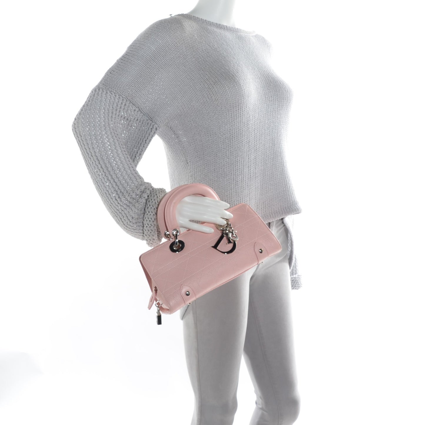 Calfskin Cannage Stitched Small East West Lady Dior Pink