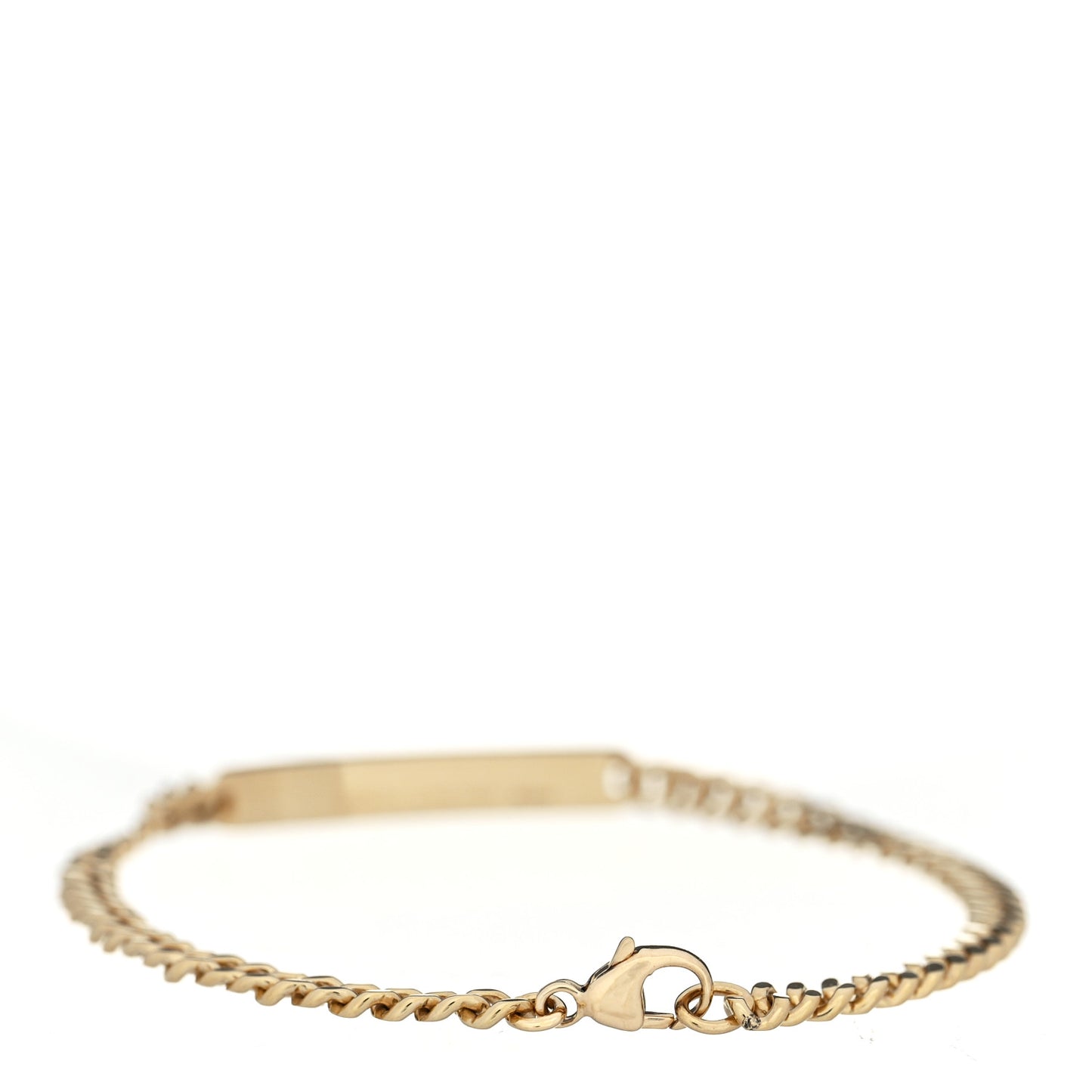 18K Yellow Gold Diamond Micro Link ID Chain Bracelet