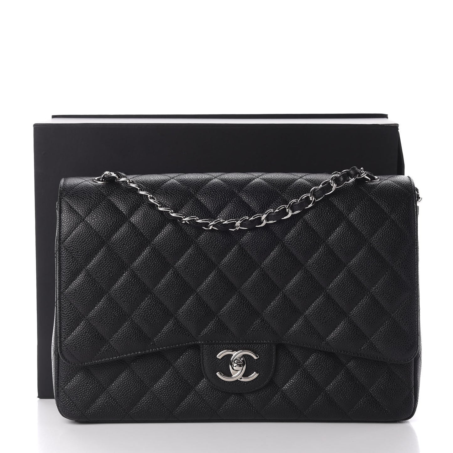 Caviar Quilted Maxi Double Flap Black