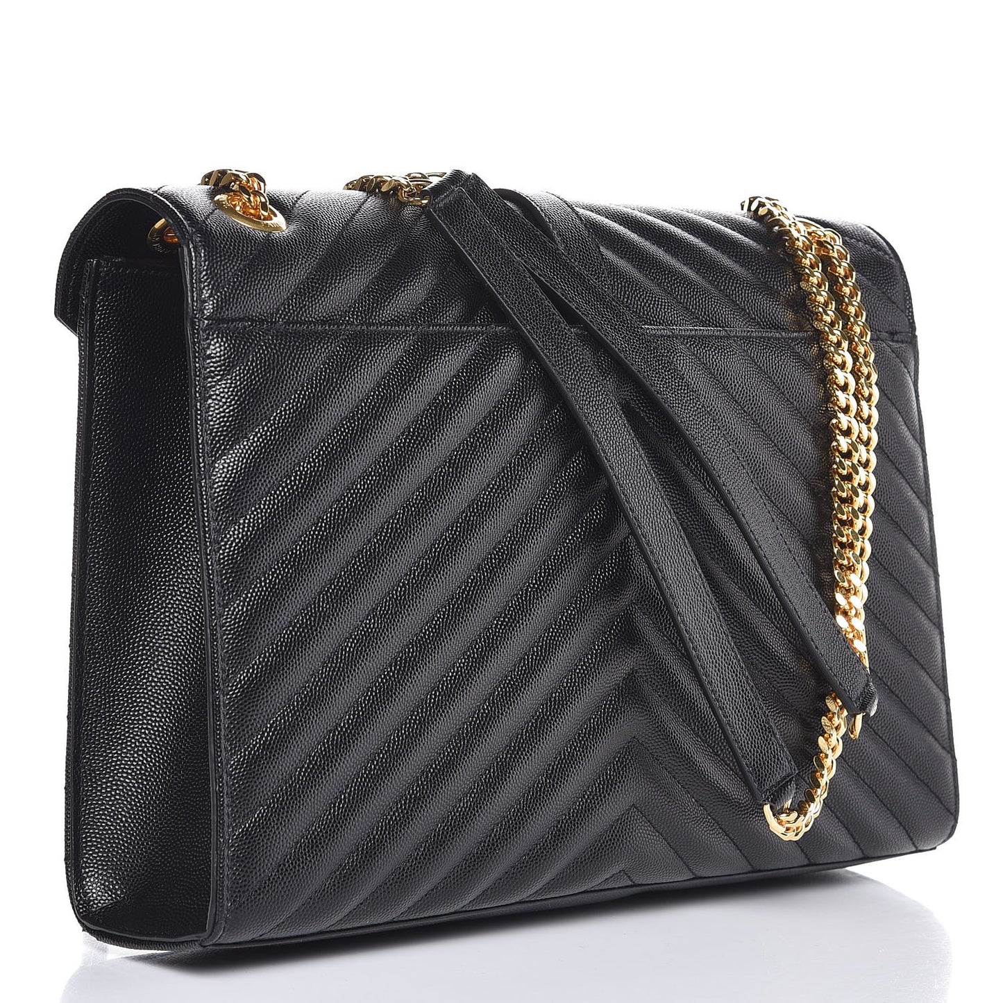 Grain De Poudre Matelasse Chevron Large Monogram Satchel Black