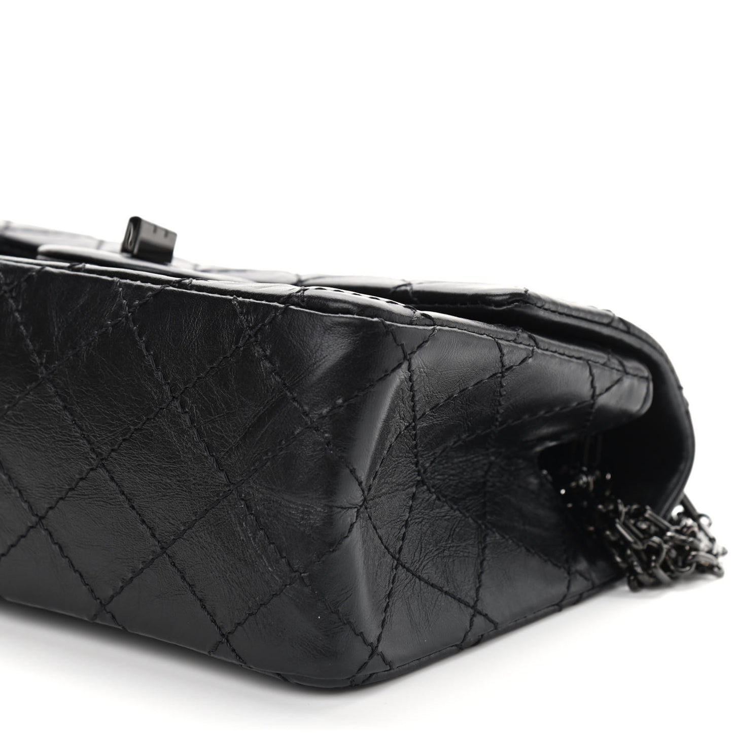 Aged Calfskin Quilted 2.55 Reissue Mini Flap So Black