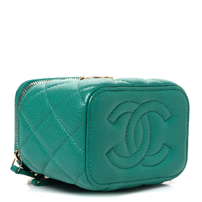 Chanel Caviar Quilted Sweetheart Mini Vanity Case Green 4 of 10