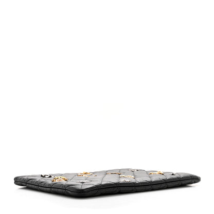 Chanel Aged Calfskin Lucky Charms Quilted Medium Reissue Cosmetic Case Black 4 of 8