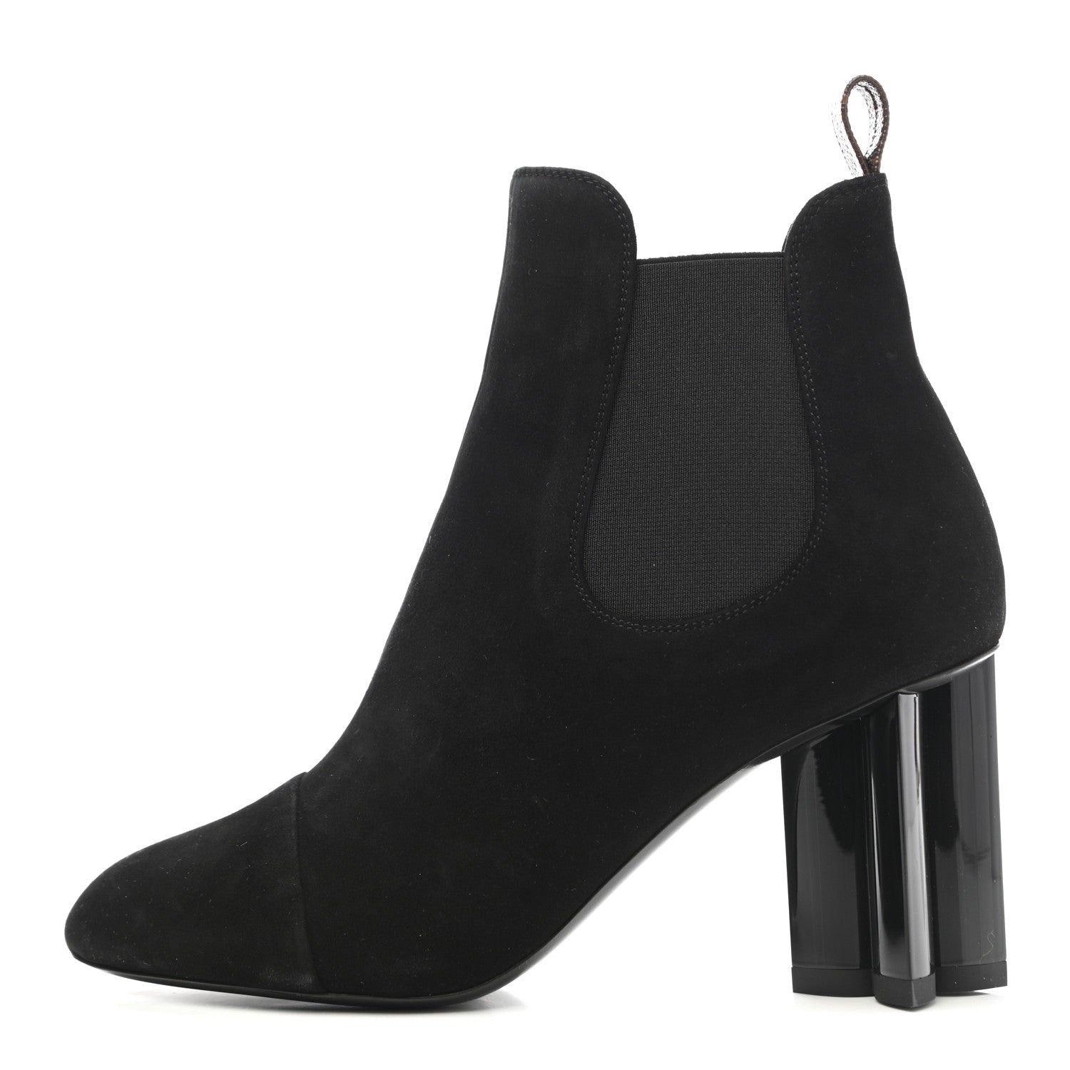 Louis Vuitton Suede Monogram Uniformes Cap Toe Chelsea 80mm Ankle Boots 37.5 Black 1 of 15