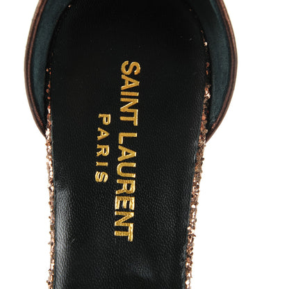 Saint Laurent Glitter Grosgrain Jane 100 Bow Ankle Strap Sandals 36 Bronze 7 of 7