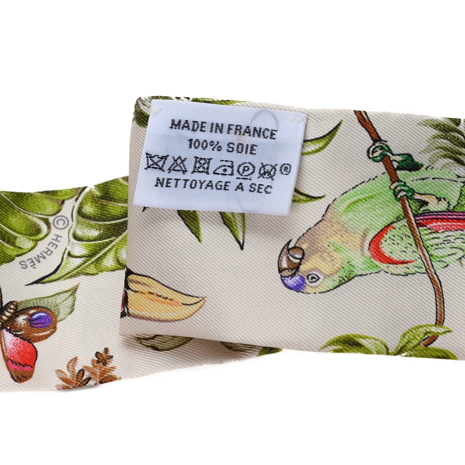 Hermes Silk Equateur Twilly Creme Vert Multicolore 3 of 3