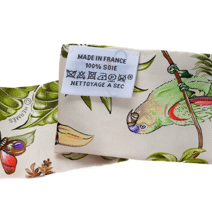 Hermes Silk Equateur Twilly Creme Vert Multicolore 3 of 3