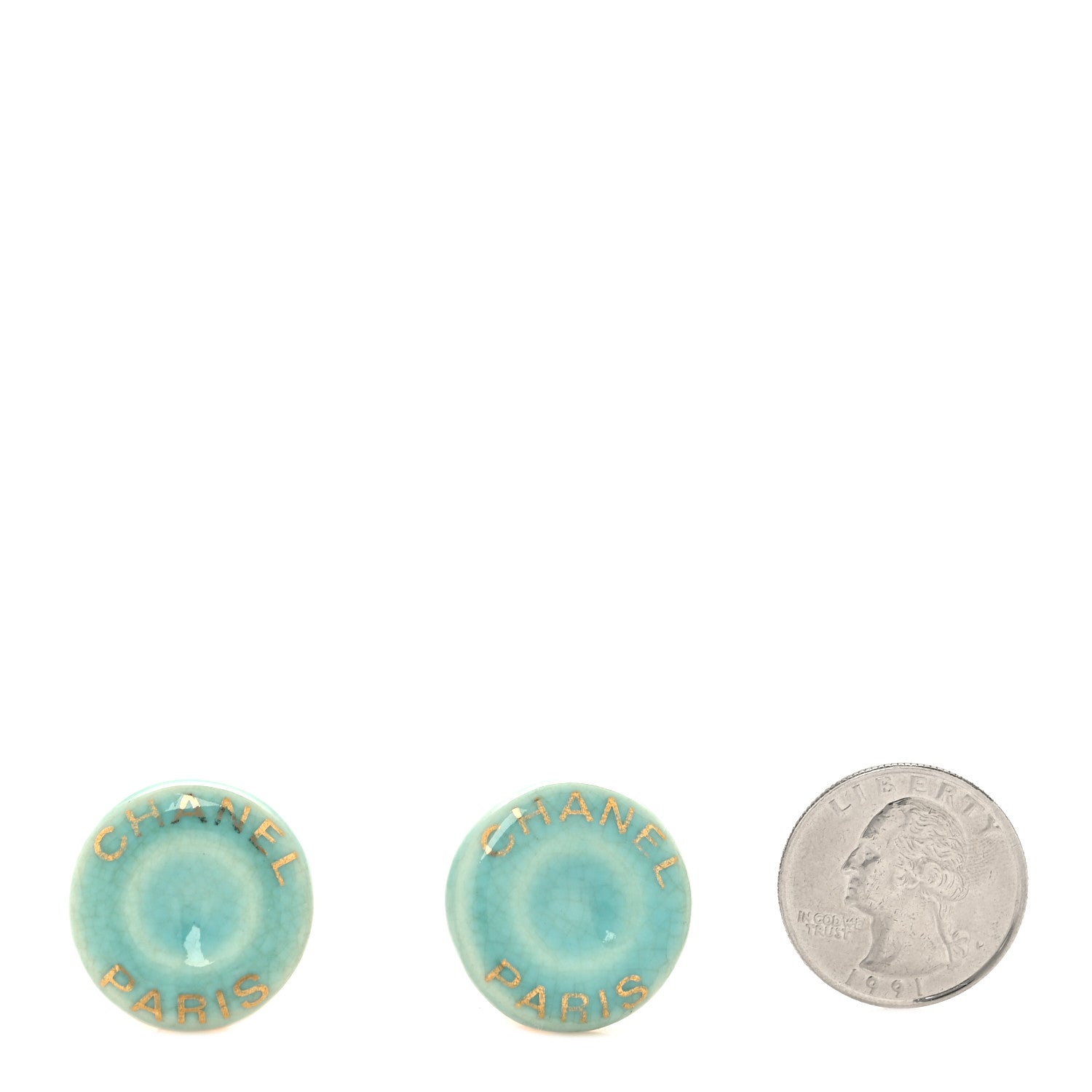 Chanel Resin Logo Clip On Earrings Blue 2 of 4