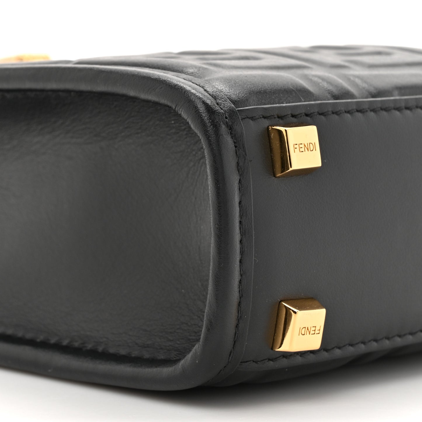 Vitello Plexiglass FF Embossed Mini Fendi Sunshine Shopper Tote Black