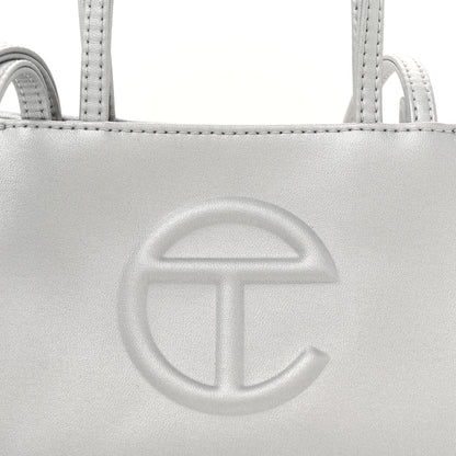 Telfar Metallic Vegan Leather Small Shopping Bag Silver 7 of 11