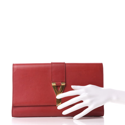 Saint Laurent Calfskin Classic Y Ligne Clutch Red 2 of 6