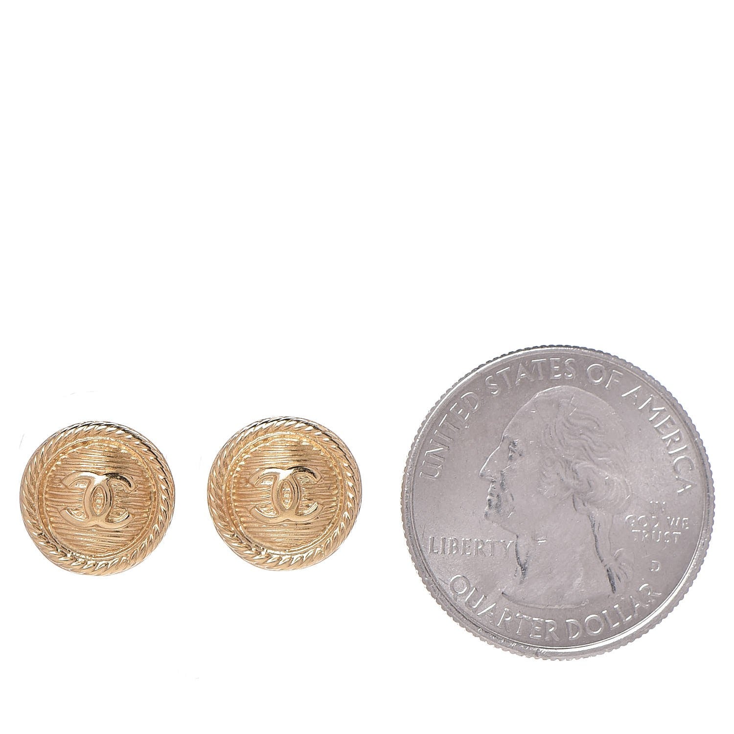 Chanel CC Button Earrings Gold 2 of 5