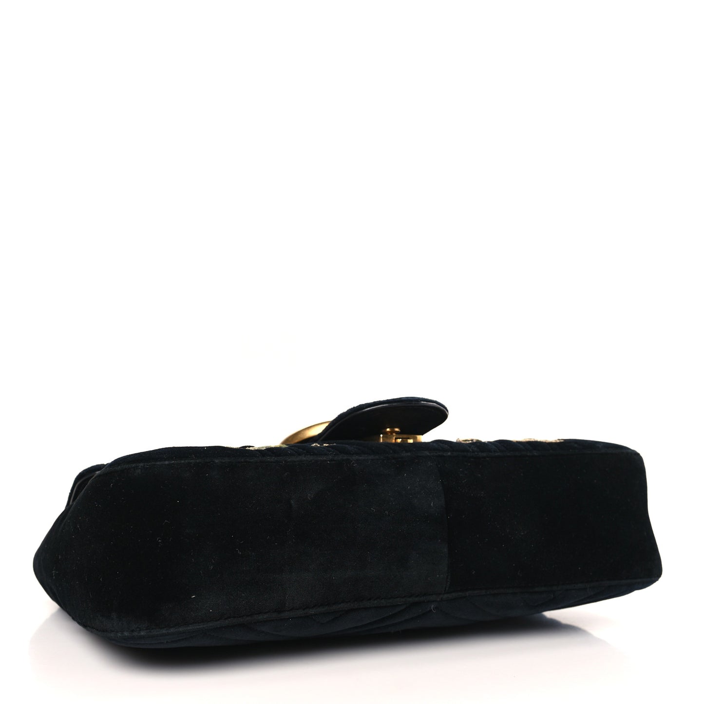 Velvet Matelasse Loved Embroidered Medium GG Marmont Shoulder Bag Black