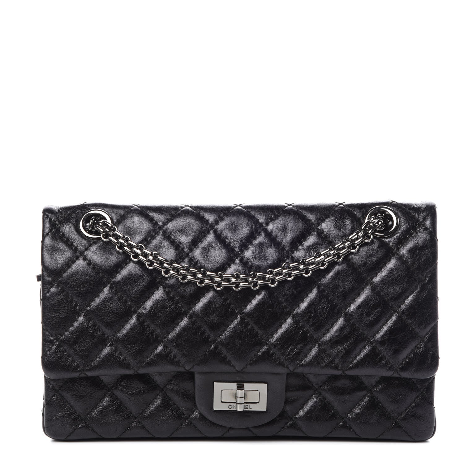 Chanel Metallic Aged Calfskin Quilted 2.55 Reissue 225 Flap Black 1 of 11