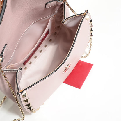 Valentino Garavani Calfskin Rockstud Crossbody Saddle Bag Water Rose 6 of 8