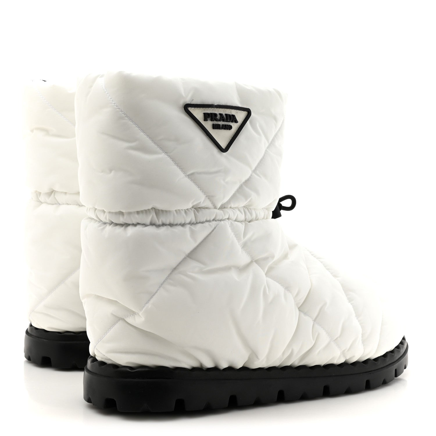 Prada Re-Nylon Piuma Triangle Logo Padded Drawcord 20mm Snow Boots 40 White 5 of 10