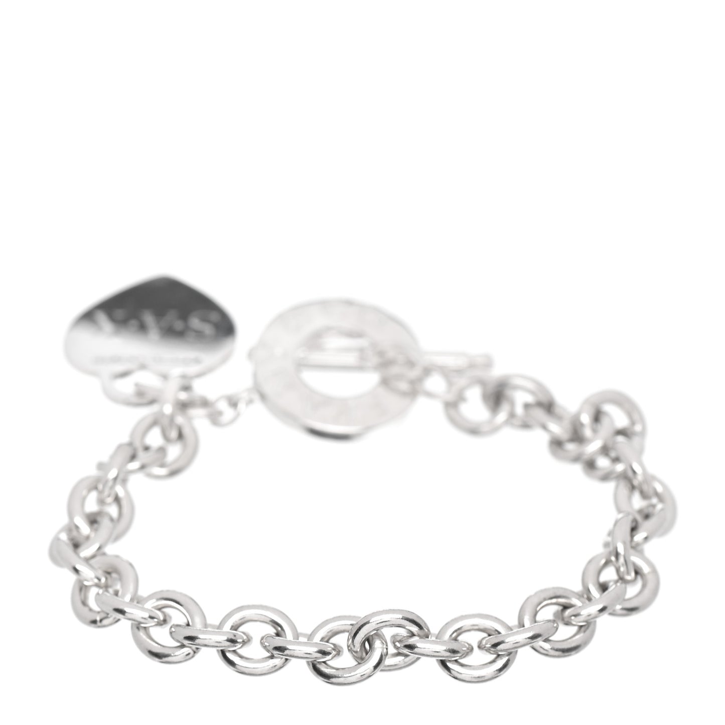 Sterling Silver Heart Tag Toggle Bracelet
