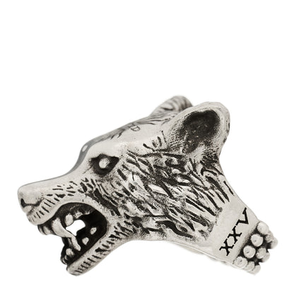 Gucci Sterling Silver Large Anger Forest Wolf Head Ring 65 11 3 of 7