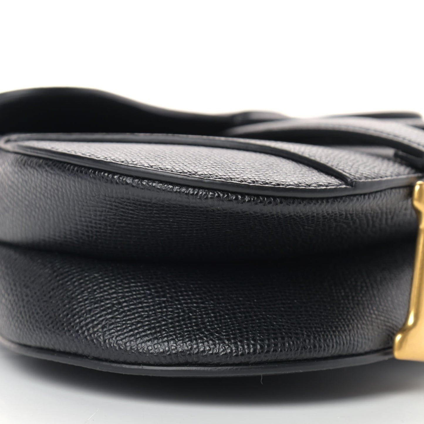 Grained Calfskin Mini Saddle Bag Black