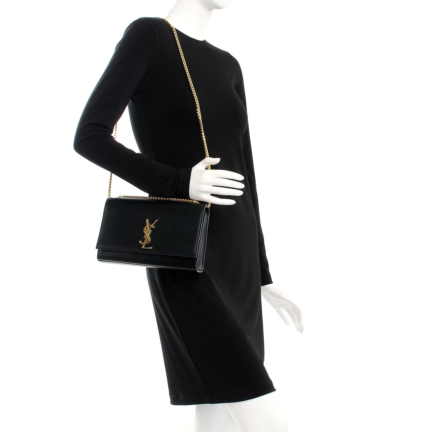 Saint Laurent Grain De Poudre Medium Classic Monogram Kate Satchel Black 2 of 6