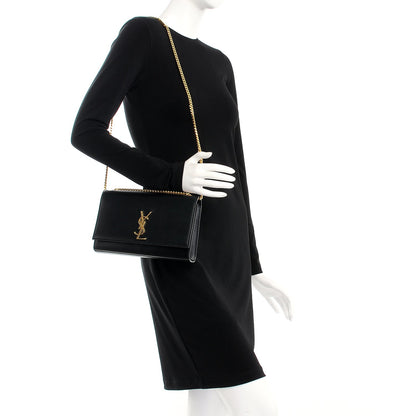 Saint Laurent Grain De Poudre Medium Classic Monogram Kate Satchel Black 2 of 6