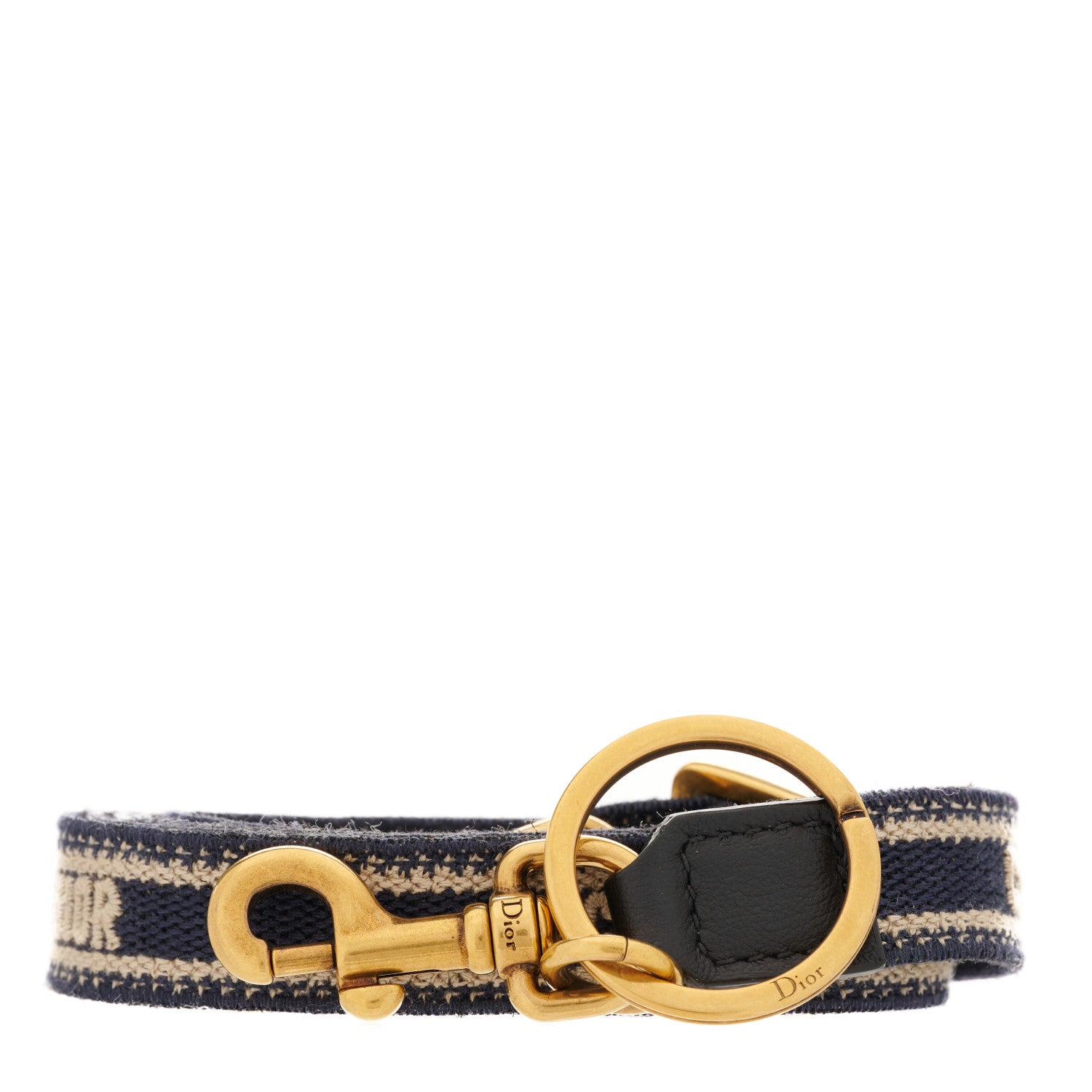 Christian Dior Canvas Embroidered Key Chain Shoulder Strap Blue White 1 of 5