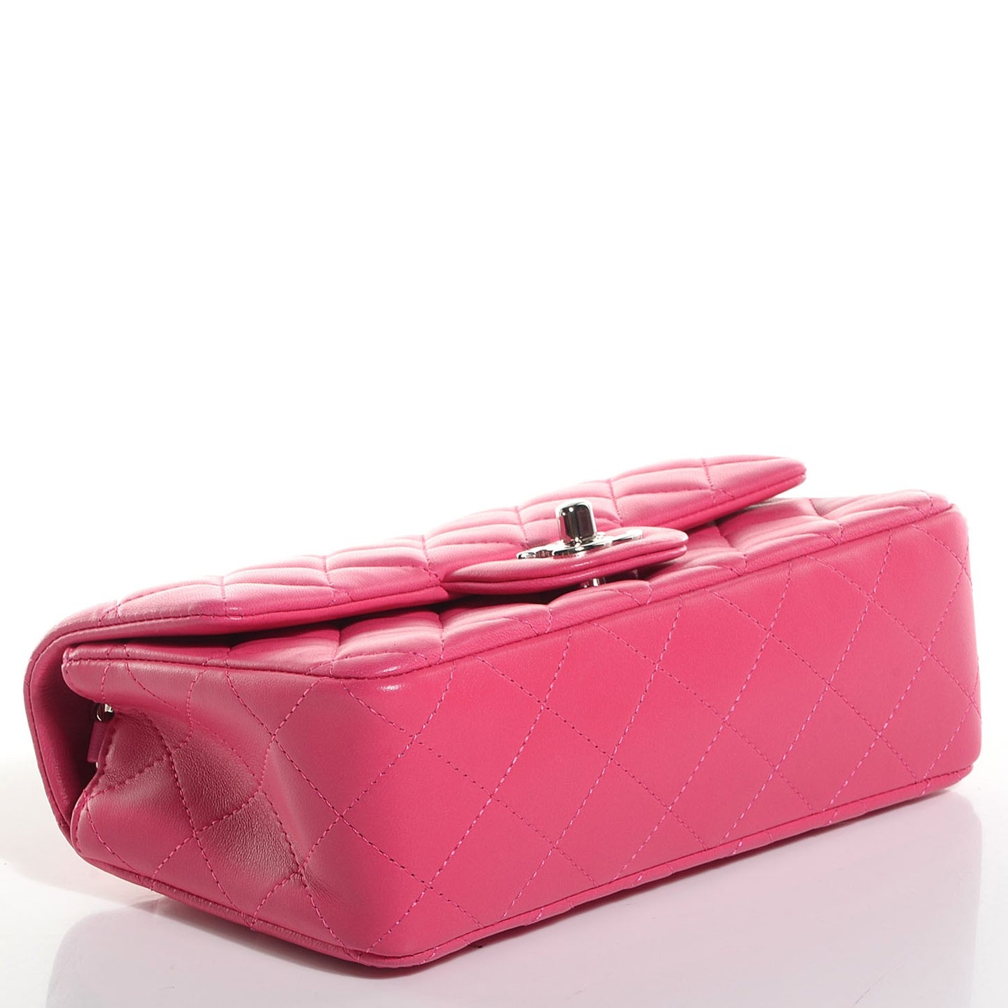 Lambskin Quilted Mini Rectangular Flap Dark Pink