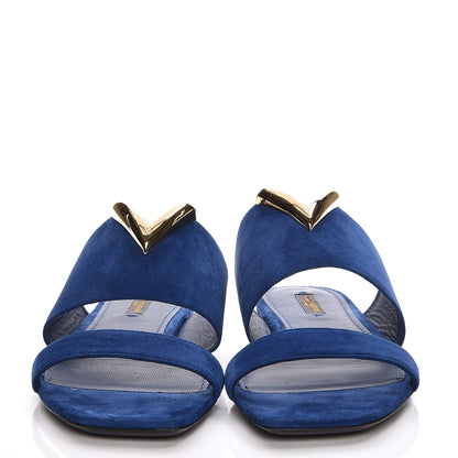 Louis Vuitton Suede Bayfront Mule 38 Blue 2 of 9
