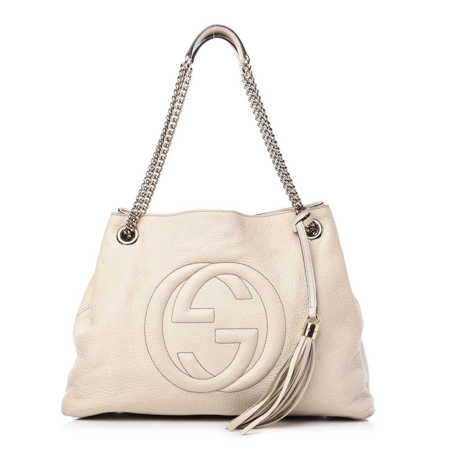 Pebbled Calfskin Medium Soho Chain Shoulder Bag Off White