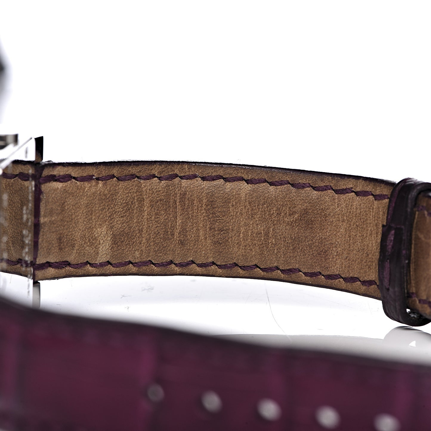 Stainless Steel Alligator Garnet Mother of Pearl 26mm Quadrato Quartz Watch