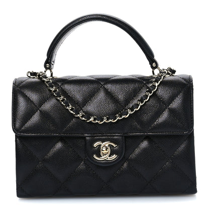 Chanel Caviar Quilted Retro Mini Twist Top Handle Clutch Flap Black 1 of 12
