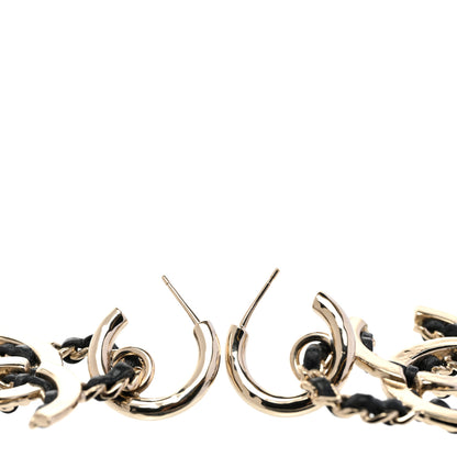 Chanel Lambskin Chain CC Drop Earrings Black Gold 3 of 4