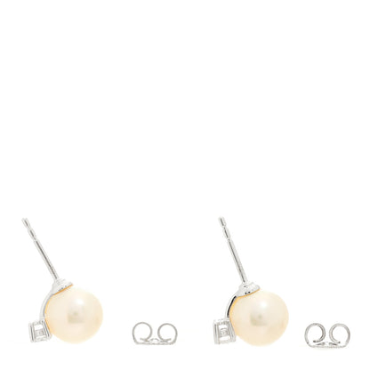 Mikimoto 18K White Gold Diamond Akoya Pearl 8-8.5mm Stud Earrings 3 of 4